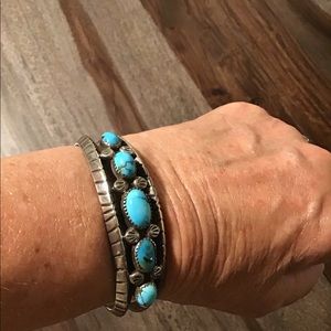 Silver and Turquoise Heavy Bracelet